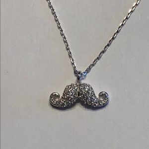 Sterling Silver CZ Mustache Necklace